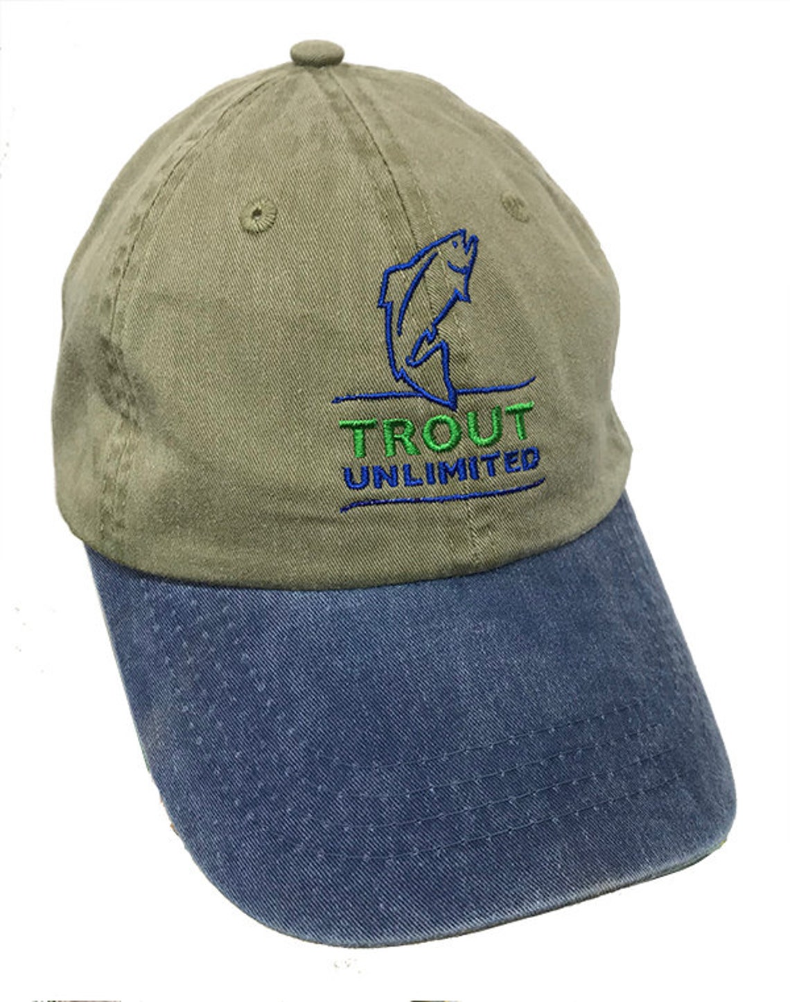 Trout Unlimited Embroidered Logo Khaki Crown With Blue Bill Etsy