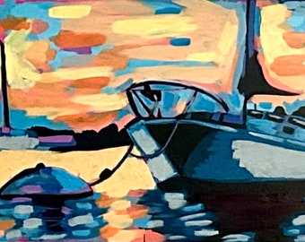 Sunset Boat Print