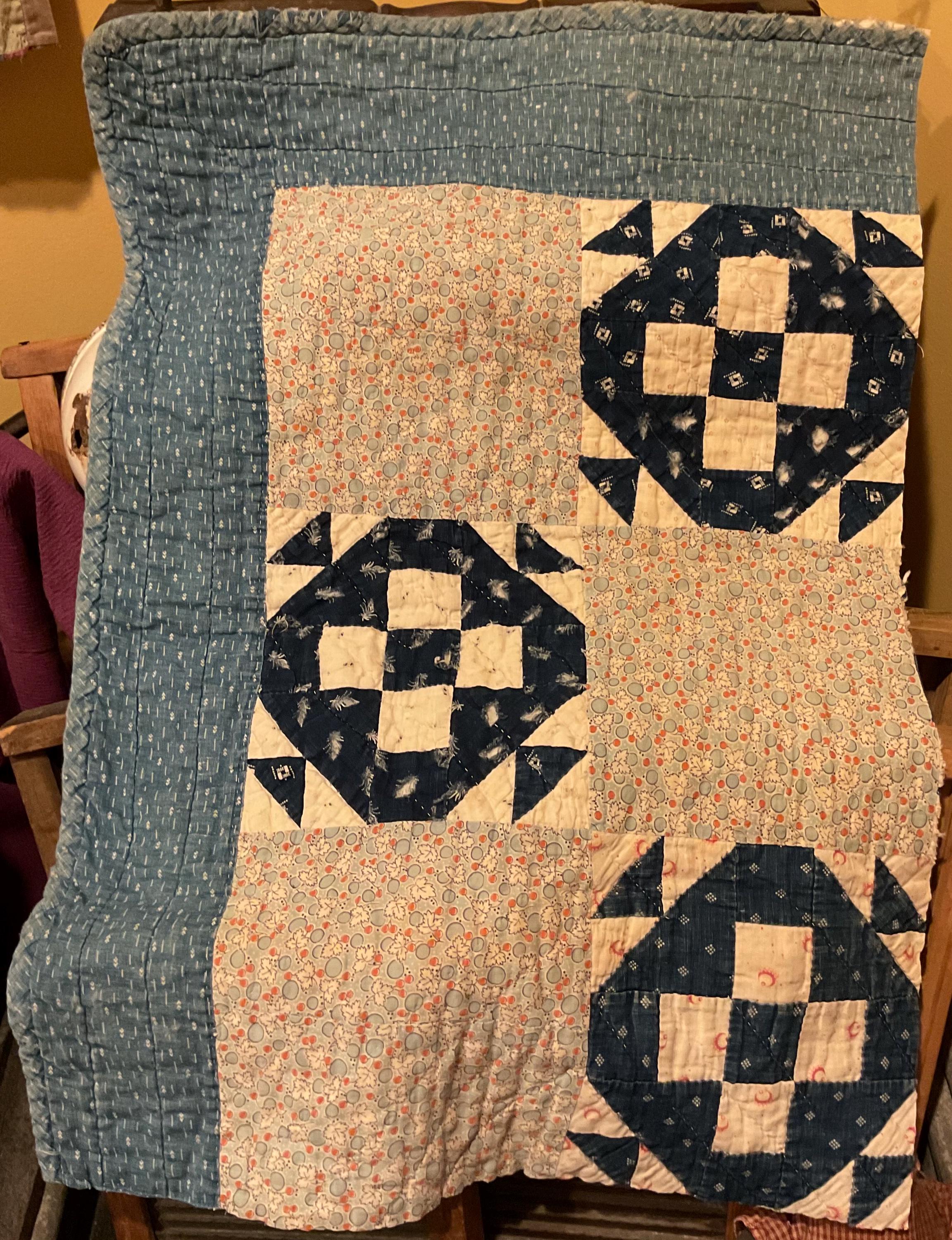 よしよし　　　OLD CALICO PATCH WORK QUILT sold!*** $465 shipped 🎨🍄‍🟫Calico + Homespun 'Nine Patch