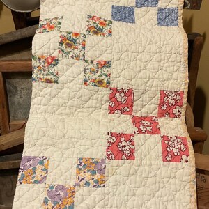 Vintage Quilt PIECE, Antique Quilt Piece, Cutter Quilt Piece, Repurposed, Primitive, Crafting, Journaling, Colorful, Table Runner