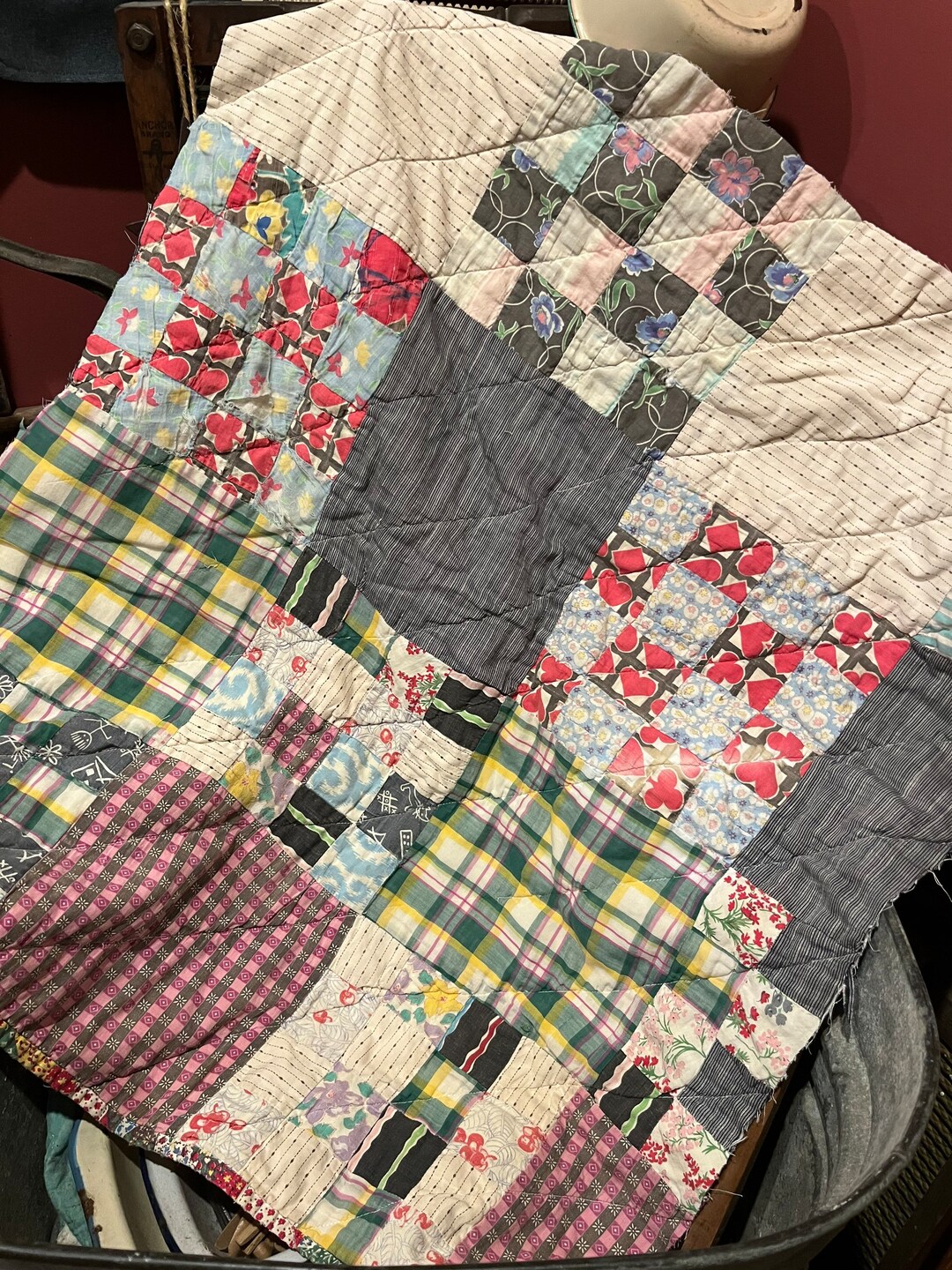 Vintage Quilt Piece Antique Quilt Piece Cutter Quilt Piece Etsy