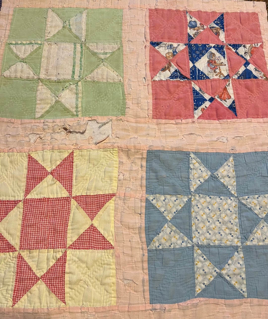 Vintage Quilt Piece Antique Quilt Piece Hand Quilted Cutter Etsy