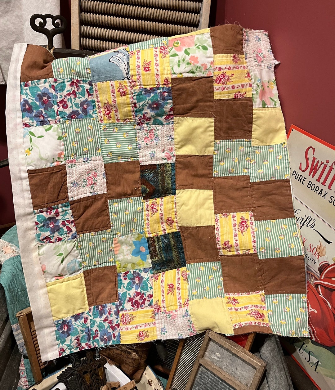 Vintage Quilt Piece Antique Quilt Piece Hand Quilted Cutter Etsy