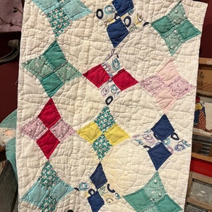 Vintage Quilt Piece, Antique Quilt Piece, Hand Quilted, Cutter Quilt Piece, Repurposed, Primitive, Crafting, Journaling