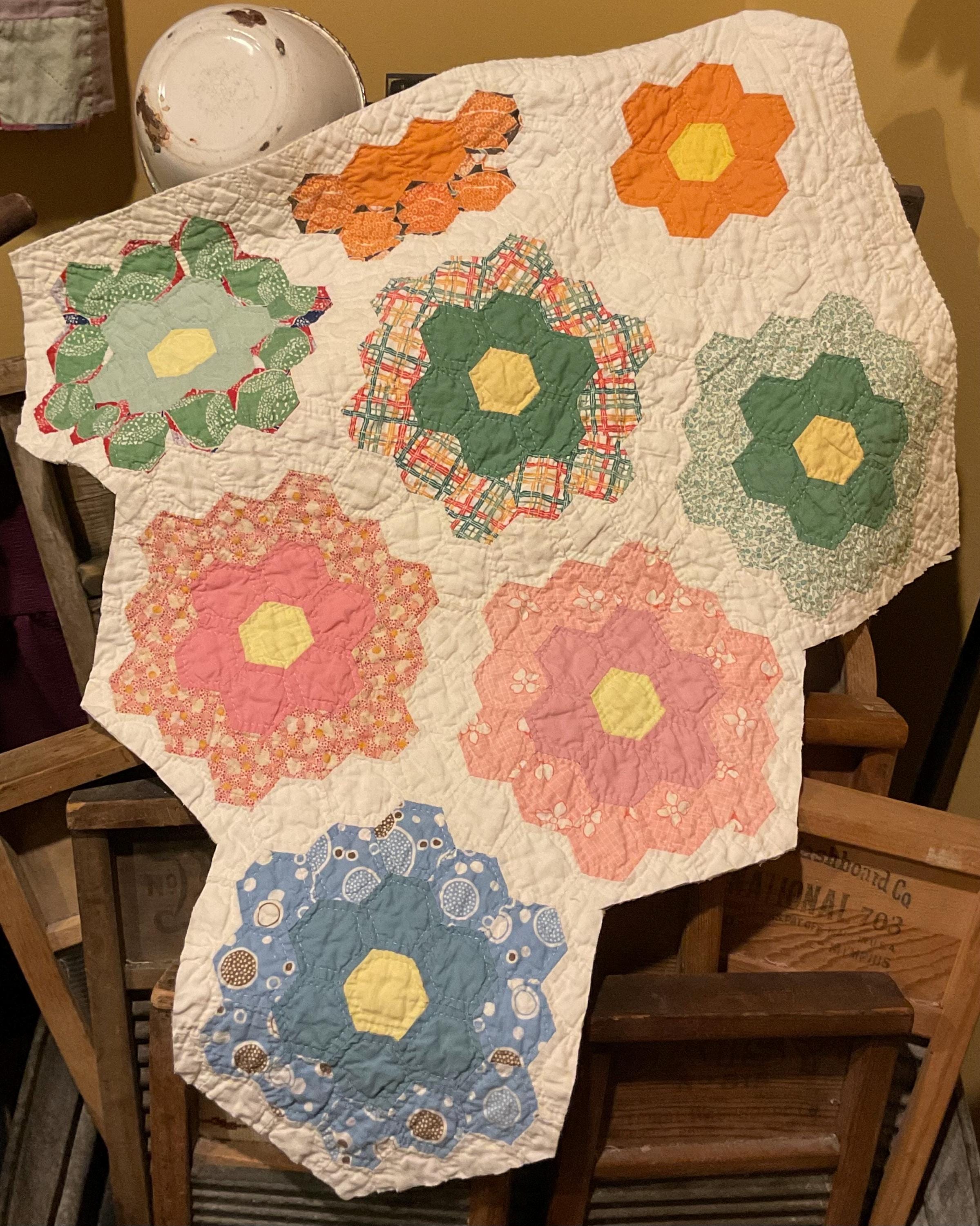 Antique quilt grandmothers flower garden - Etsy 日本