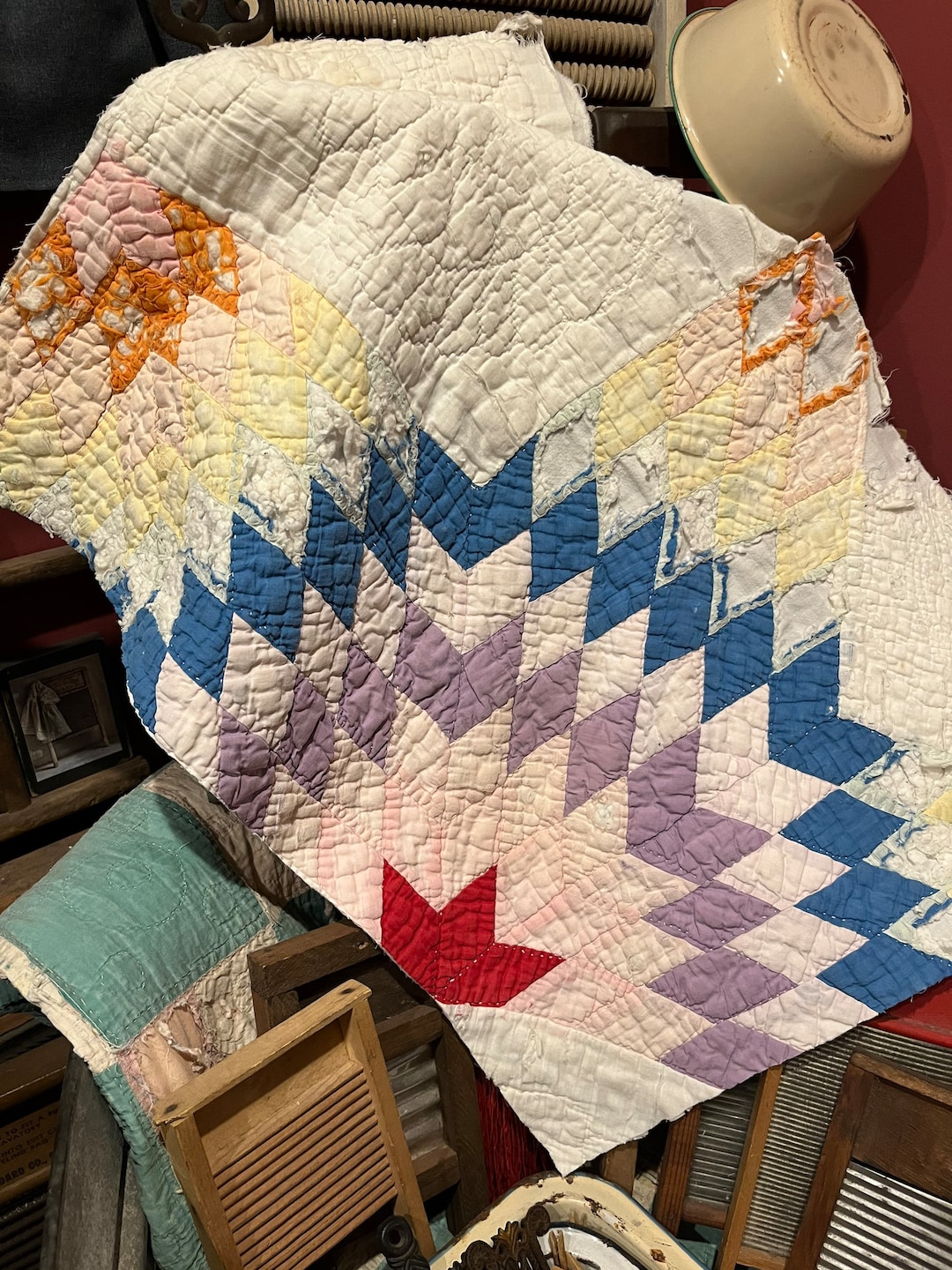 Vintage Quilt Piece Antique Quilt Piece Hand Stitched Hand Etsy