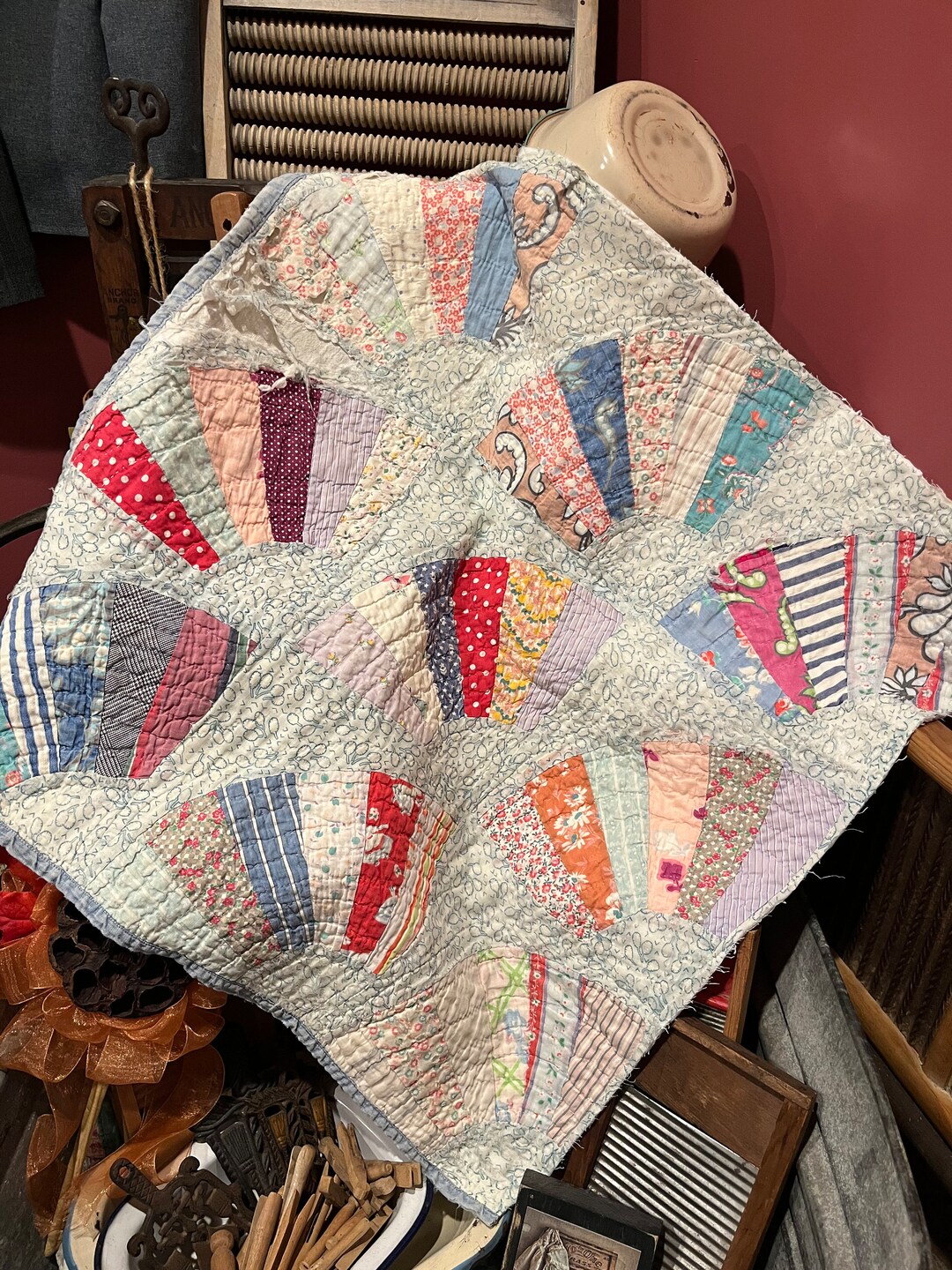 Vintage Quilt Piece Antique Quilt Piece Hand Quilted Cutter Etsy