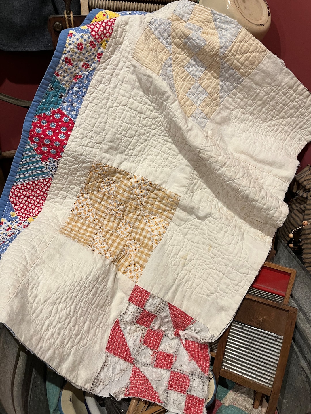 Vintage Quilt Piece Antique Quilt Piece Hand Quilted Cutter Etsy