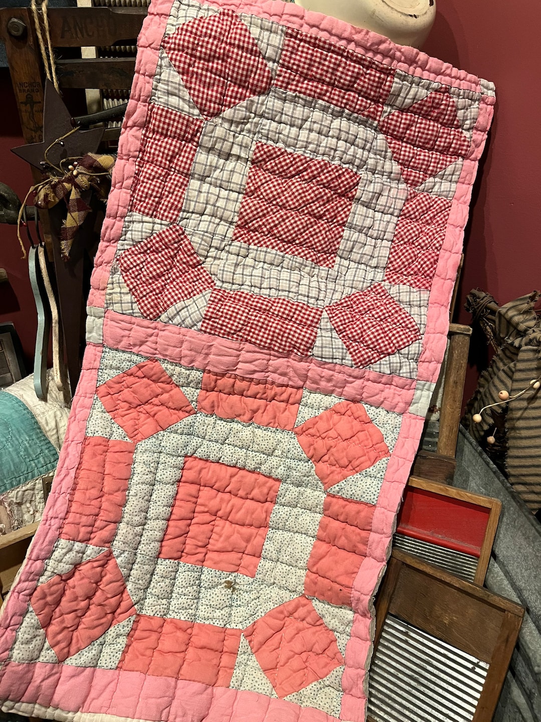 Vintage Quilt Piece Antique Quilt Piece Hand Quilted Hand Etsy