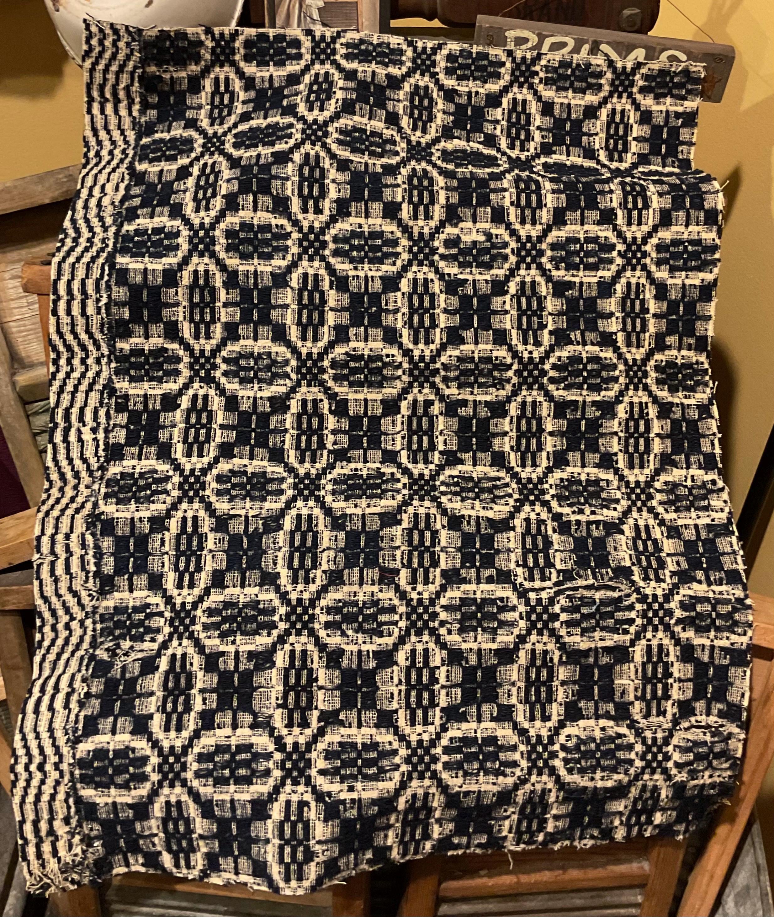Antique Blue & White Woven Blanket - Etsy