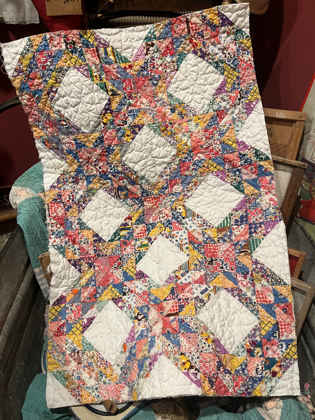 Vintage Quilt Piece Antique Quilt Piece Hand Quilted Cutter Etsy