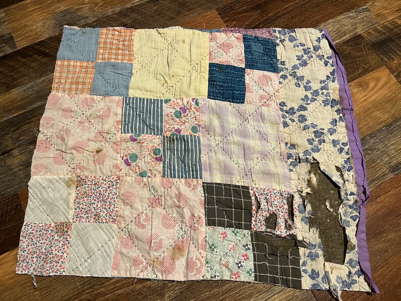 Vintage Quilt Piece Antique Quilt Piece Hand Stitched Quilt Etsy