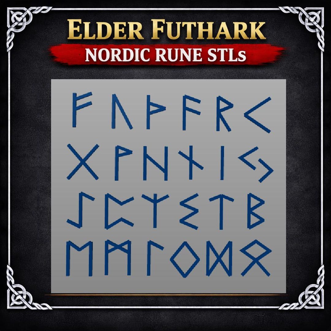 Norse Runes STL Set – Elder Futhark (24 Runes) | Viking Rune Cutouts ...