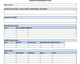 Personal Development Plan Template