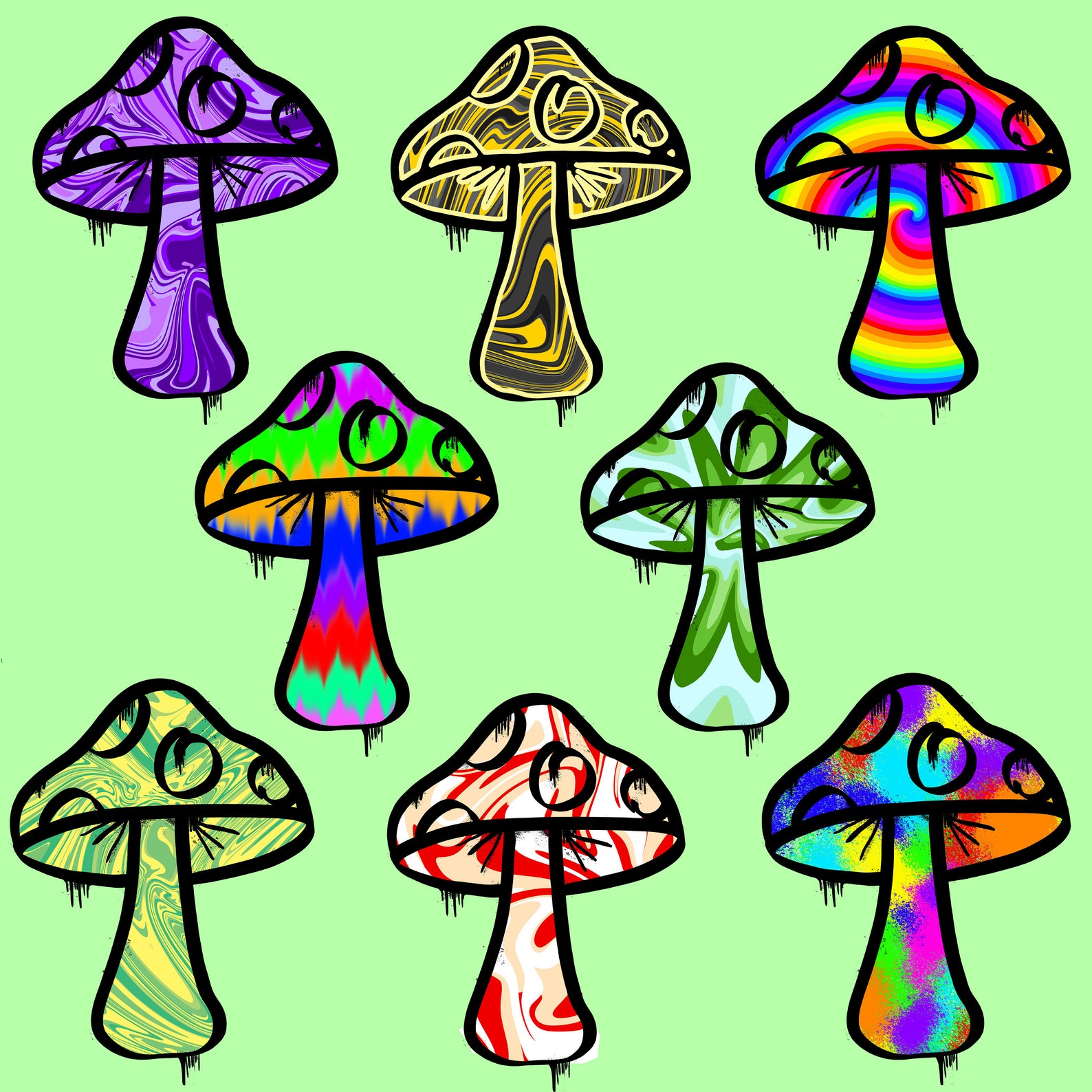 Graffiti Style Mushroom Sticker Etsy