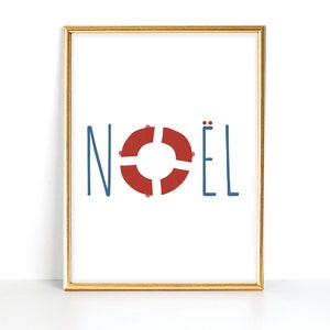 Noel Beach Printable, Coastal Christmas Wall Art, Beach Christmas Printable, Coastal Christmas Decor, Nautical Christmas Decor, Download