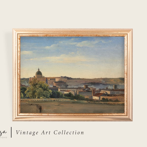 View of Rome Print | Vintage Rome Painting | Rome Architecture Cityscape Print | Printable Digital Download | #63