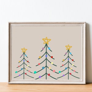 Stampa di un albero di Natale neutro: moderna decorazione murale natalizia (download digitale)