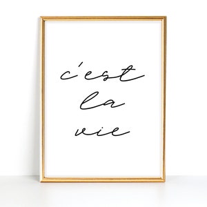 C&#39;est La Vie Print, French Wall Decor, French Quote Printable, Inspirational French Poster, French Phrase Print, Digital Print