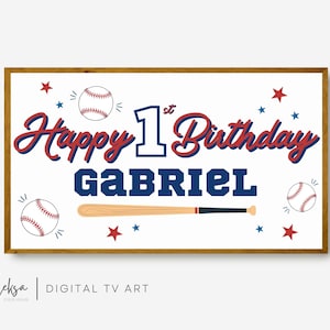 Personalized Baseball Birthday Frame TV Art (Digital Download)