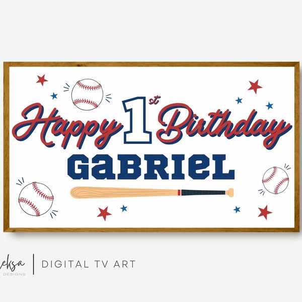 Happy Birthday Baseball Frame Tv Art, Baseball Frame Tv Art, Happy Birthday Art for Frame Tv, Baseball Frame Tv Art Birthday