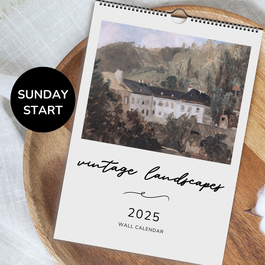 Paesaggi del calendario 2025, Calendario da parete 2025, Calendario artistico vintage 2025