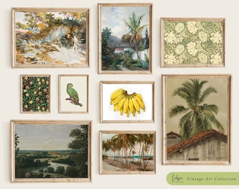 Tropical Vintage Gallery Set, Vintage Tropical Set of Prints, Vintage Palm Tree Print, Tropical Home Decor Prints, #G15