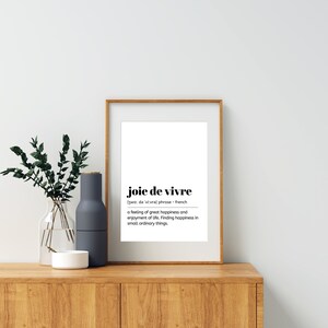 Joie De Vivre Definition Print | Joy of Living Wall Print | French ...