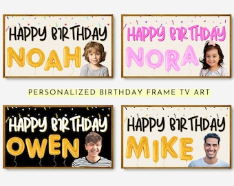 Happy Birthday Personalized Frame Tv Art  | Custom Bday Frame Tv Art | Happy Birthday Art for Samsung TV | Birthday Digital Tv Art