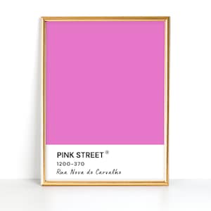 Stampa di viaggio di Lisbona, stampa di strada rosa di Lisbona, poster di viaggio in Portogallo, stampa di viaggio portoghese, stampa rosa di Lisbona