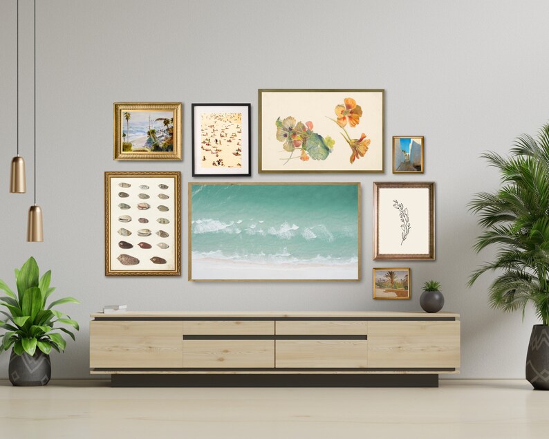 Coastal Frame TV Gallery Wall Set Vintage Coast Print Set - Etsy