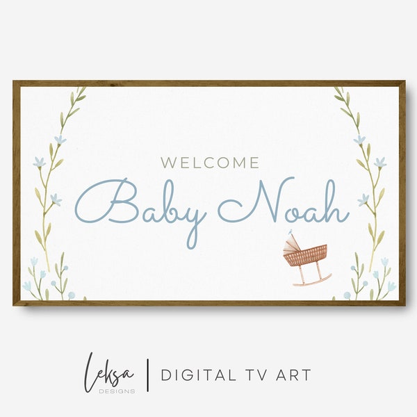 Welcome Baby Tv Art, Baby Personalized Tv Art, Welcome Baby Tv Sign, Custom Frame Tv Art, Boy Baby Shower Frame Tv
