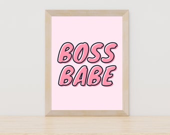 Boss Babe Art Print | Pink Motivational Wall Decor (Instant Download)