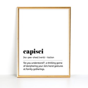 Lustiger italienischer Druck, Capsici Wortdruck, lustige italienische Definition, italienische Definition Druck, lustiges italienisches Plakat, lustiges italienisches Dekor