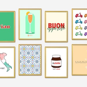 Italian Wall Art Bundle, Italy Print Set, Italian Print, Italy Print, Set of 8 Printables, Italian Digital Print, Instant Download