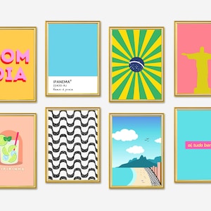 Paquete de arte mural brasileño de Río de Janeiro / Impresión carioca / Impresión de Brasil / Conjunto de 8 imprimibles / Impresión digital / Descarga instantánea