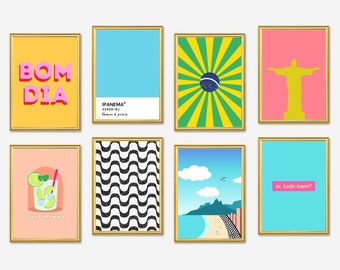 Brazilian Rio de Janeiro Wall Art Bundle | Carioca Print | Brazil Print | Set of 8 Printables | Digital Print | Instant Download