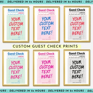 Guest Check Printable, Custom Guest Check, Personalized Trendy Guest Check Print, Guest Check Print Pink, Guest Check Print