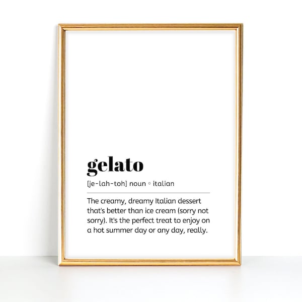 Gelato Print, Italian Word Print, Funny Italian Definition, Italian Definition Print, Funny Italian Print, Funny Italian Decor