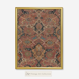 Antique Textile Wall Print, Vintage Tapestry Print, Rug Pattern Wall Print, Vintage Carpet Print