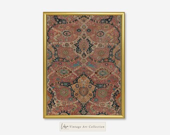 Vintage Tapestry Wall Print: Antique Rug Pattern (Digital Download)