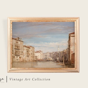 Venice Canal Antique Painting: Italy Gallery Wall Art (Digital Download)