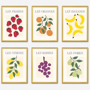 Kitchen Fruit Prints | Fruit Market Printables | Fruit Illustration Print  | Set of 6 Fruit Prints | Printable Digital Download