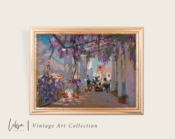 Vintage Capri Terrace Print: Southern Italy Landscape (Digital Download)
