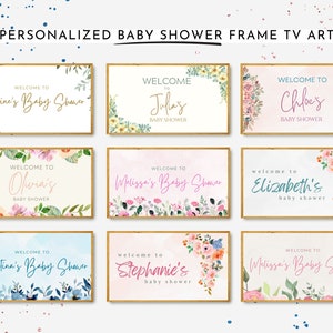 Baby Shower Frame Tv Art, Personalized Baby Shower Frame Tv Art, Baby Shower Art for Samsung TV, Baby Shower Welcome Samsung Frame TV image 1