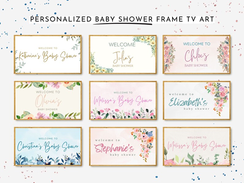 Baby Shower Frame Tv Art, Personalized Baby Shower Frame Tv Art, Baby Shower Art for Samsung TV, Baby Shower Welcome Samsung Frame TV image 1