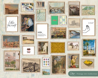 Vintage Eclectic Italian Gallery Wall Set, Mediterranean Art Prints, Rustic Wall Decor, Vintage Italy Poster, Printable Wall Art, G14