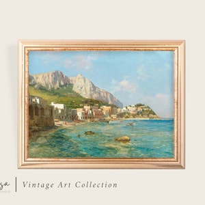 Capri Island Print | Sea View of Capri Painting | Capri Scenery Art | Vintage Southern Italy Painting | Printable Digital Download | #66