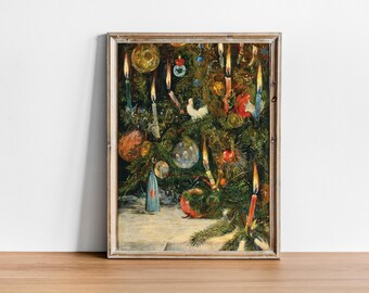 Vintage Christmas Tree Art Print: Retro Holiday Decor (Digital Download)