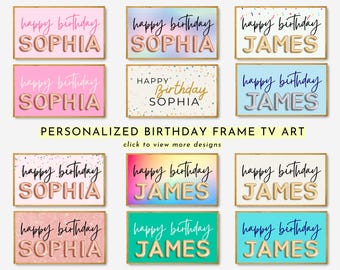 Happy Birthday Personalized Frame Tv Art  | Custom Bday Frame Tv Art | Happy Birthday Art for Samsung TV | Birthday Digital Tv Art